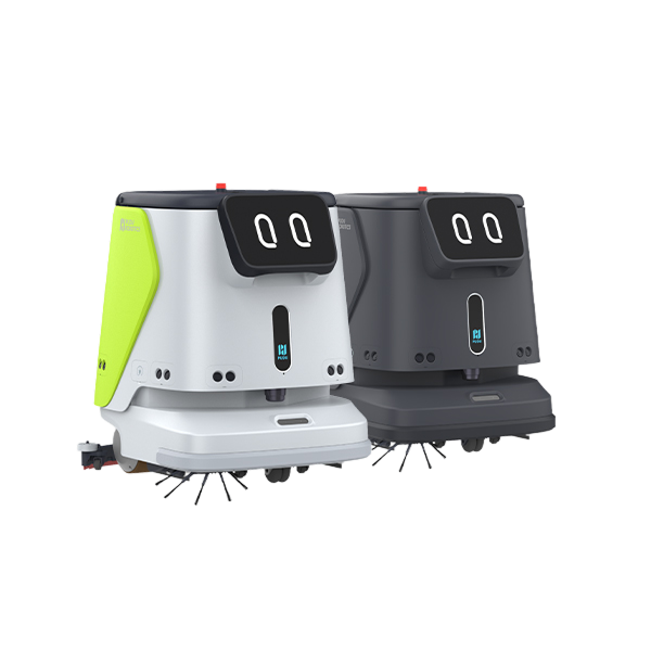 Autolaveuse autonome Cleanobot sur sol carrel&eacute; en surface de vente