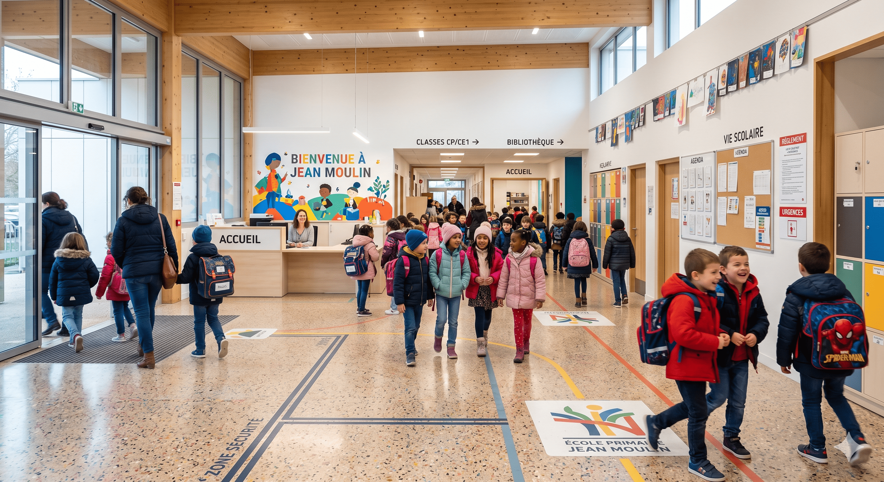 Robot Cleanobot dans un hall de campus